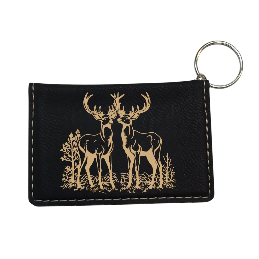 Keychain ID Holder Wallet - Deer of the Wild Leather Keychain ID Holder Wallet - Deer of the Wild Leather